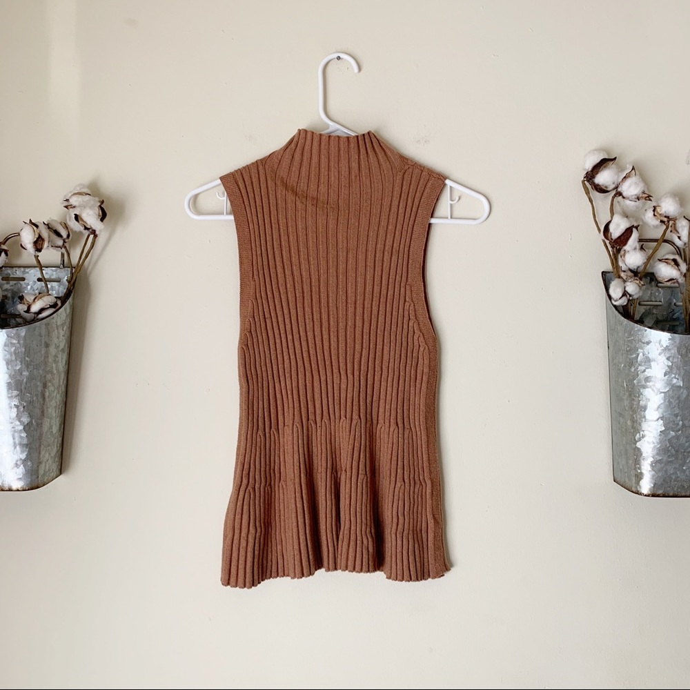 Anthropologie Moth Sleeveless Ribbed Mock Neck Top - Picture 4 of 8